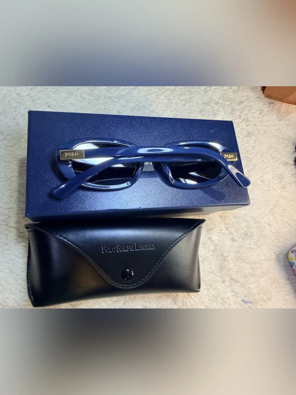 67. NEW Polo by Ralph Lauren Teal Oval Sunglasses with Gold Temple Accent